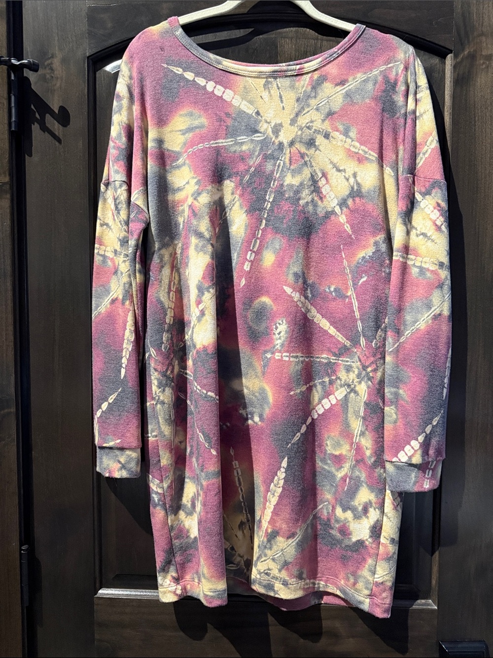 ANDREE BY UNIT Pink Tie-Dye Mini Dress with Yellow & Gray Accents